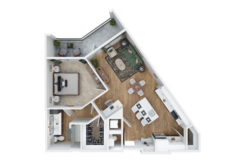 Floor plan for 1 bed, 1 bath, 814 sqft